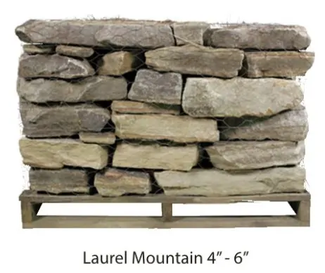 Laurel Mountain wall stone, 4 to 6 inch, on a pallet