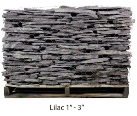 Lilac slate, 1 to 3 inch, on a pallet