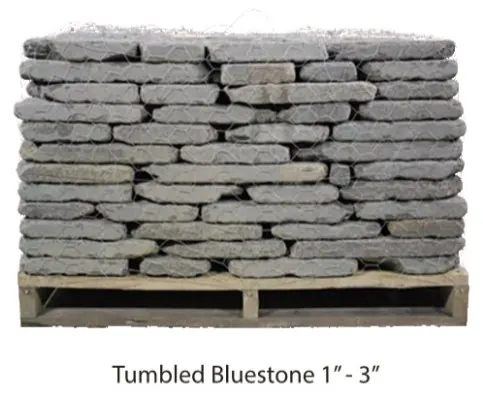 Tumbled Bluestone, 1 to 3 inch, on a pallet