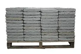 Tumbled blue pavers stacked on a pallet